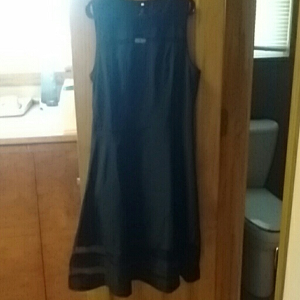 A black mesh dress